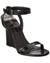 Michael Kors Collection Claudia Croc-embossed Leather Wedge Sandal