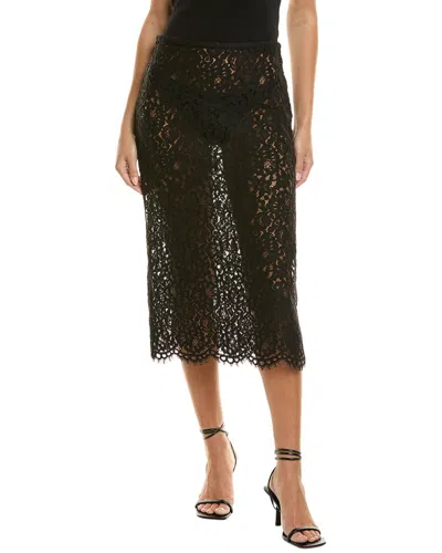 Michael Kors Collection Corded Lace Slit Midi Skirt In Black