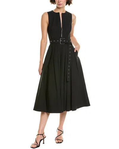 Michael Kors Collection Cottonpop Midi Dress In Black
