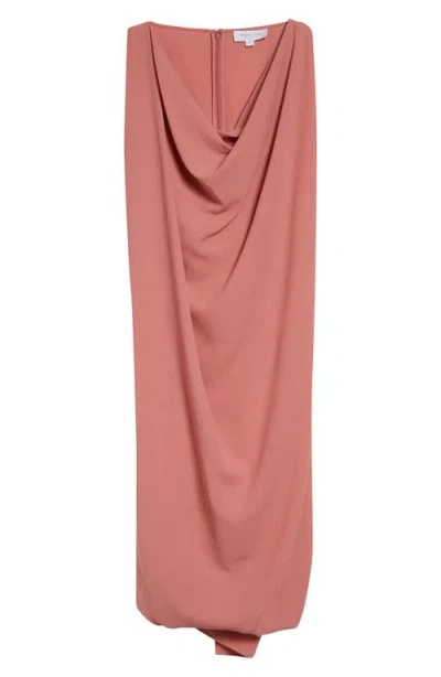 Michael Kors Collection Cowl Virgin Wool Crepe Midi Dress In Pink