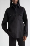 Michael Kors Collection Cpo Virgin Wool Shirt Jacket In Black