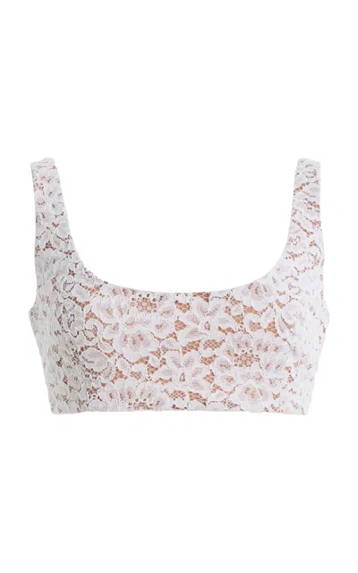 Michael Kors Collection Cropped Lace Bralette Top In Animal Print
