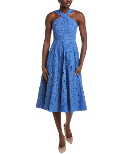 Michael Kors Collection Cross Silk-blend Midi Dress In Blue