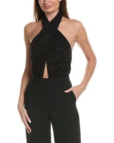 Pre-owned Michael Kors Collection Crystal Hand Embroidered Halter Bodysuit Women's In Black