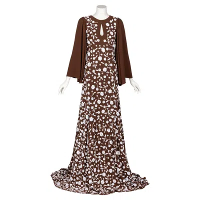 Pre-owned Michael Kors Collection Densley Beaded Gown Spring 2017 New Tags In Brown