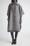 Michael Kors Collection Double Face Wool Melton Poncho Coat In Gray