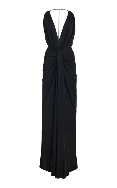 Michael Kors Collection Draped Goddess Crepe Gown In Black