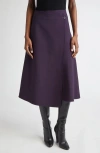 Michael Kors Collection Draped Wool Wrap Skirt In Purple
