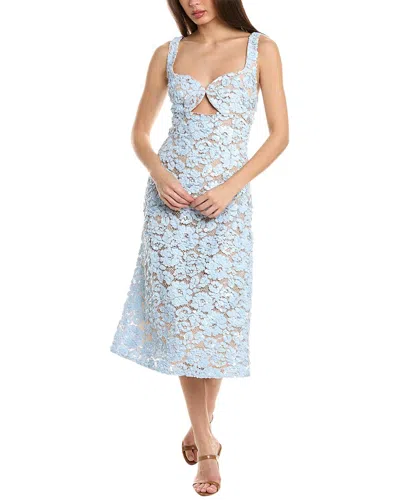 Michael Kors Collection Embellished Floral Lace Cutout Silk-lined Midi Dress In Blue