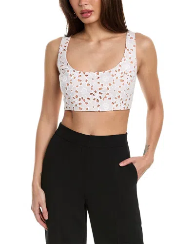 Michael Kors Collection Eyelet Silk-lined Crop Tank In White