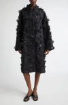 MICHAEL KORS MICHAEL KORS COLLECTION FLORAL APPLIQUÉ SILK & WOOL MIKADO BALMACAAN