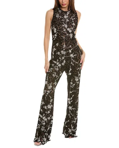 Michael Kors Collection Floral Lace Embellished Jumpsuit In Black