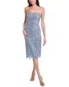 Michael Kors Embellished Cotton-blend Slip Dress In Blue