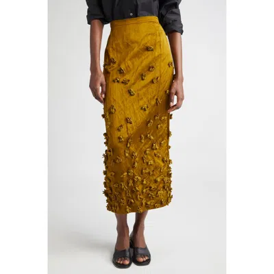 Michael Kors Collection Floral Satin Skirt In Cactus