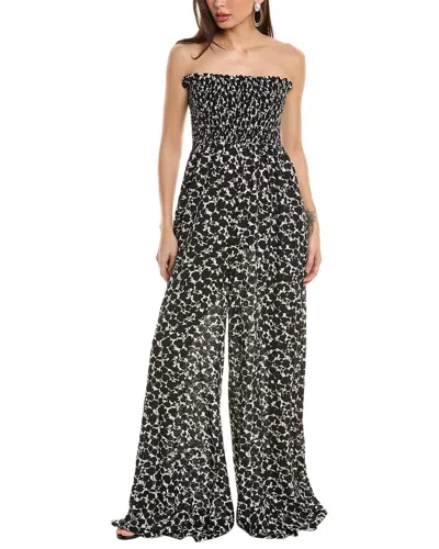 Michael Kors Collection Floral Silk Jumpsuit In Grey