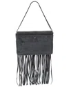 Michael Kors Collection Fringe Suede Clutch In Grey