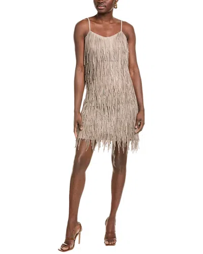 Michael Kors Collection Fringe Suede Shift Dress In Grey