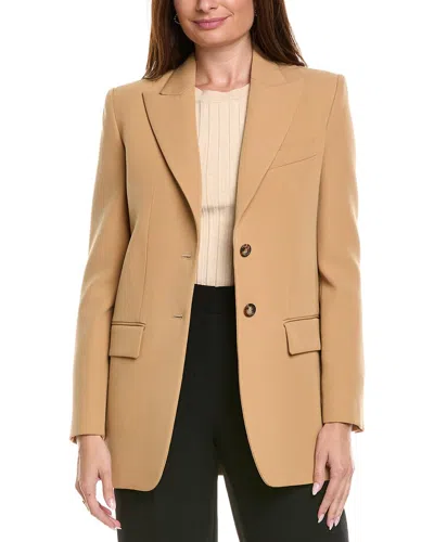 Michael Kors Collection Gabardine Wool-blend Boyfriend Blazer In Brown