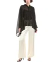 Michael Kors Collection Garza Crepe Linen Drape Shirt In Black