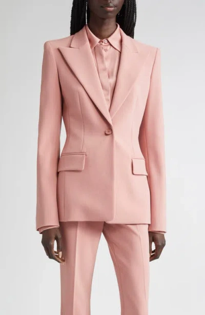 Michael Kors Collection Georgina One-button Virgin Wool Blend Blazer In Pink
