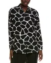 Michael Kors Collection Giraffe Silk Boyfriend Top In Black