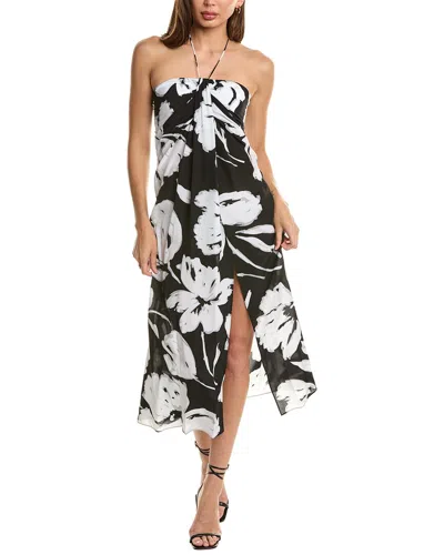 Michael Kors Collection Halter Silk Midi Dress In Black