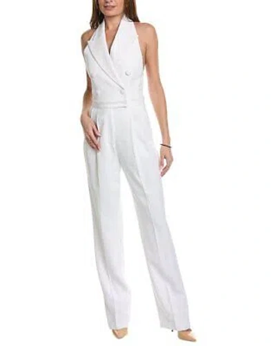 Pre-owned Michael Kors Collection Halter Tuxedo Jumpsuit Women's In White