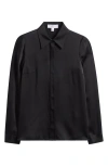 Michael Kors Collection Hansen Charmeuse Button-up Shirt In Black