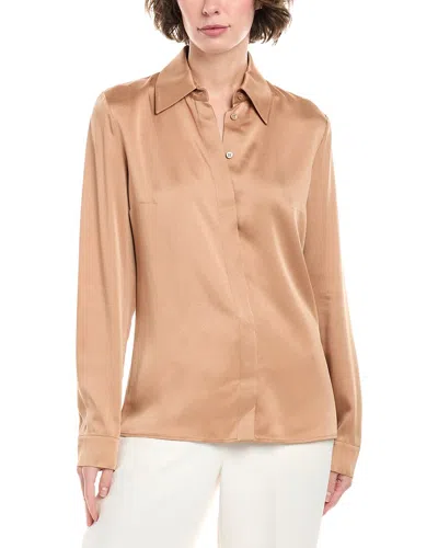 Michael Kors Collection Hansen Charmeuse Shirt In Brown