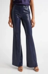 Michael Kors Haylee Sequined Flare Crepe Trousers In Maritime