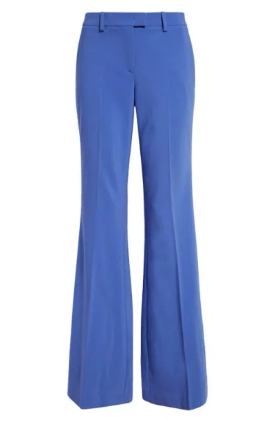 Michael Kors Collection Haylee Stretch Virgin Wool Blend Flare Leg Pants In Blue