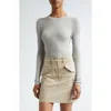 Michael Kors Metallic Rib Long-sleeve Crewneck Sweater In Pearl Melange