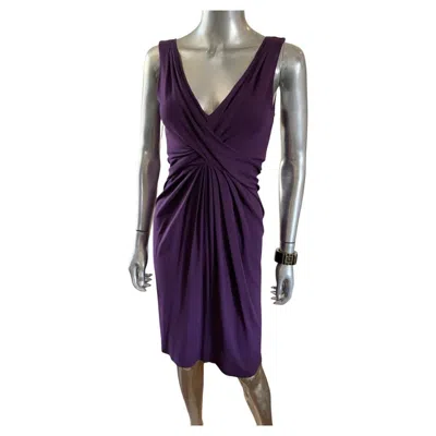 Pre-owned Michael Kors Collection, Italy Purple Jersey Halter Draped Dress Size 4