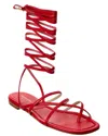 Michael Kors Collection Jade Runway Leather Sandal In Red