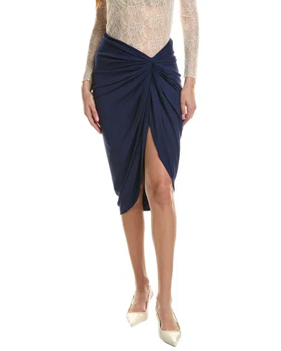 Michael Kors Collection Jersey Ruched Skirt In Blue