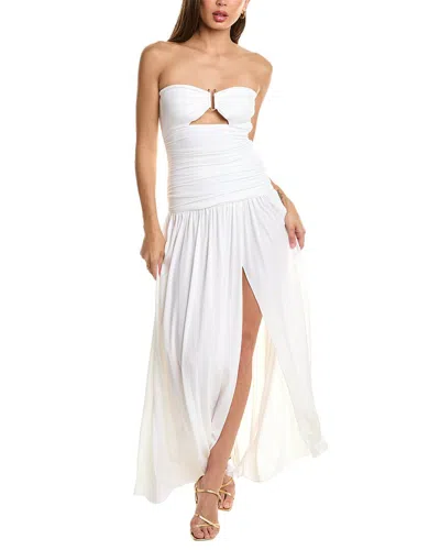 Michael Kors Collection Jersey Strapless Cutout Gown In White