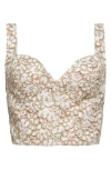 Michael Kors Collection Lace Bustier Top In Hemp/ecru