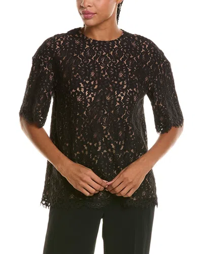 Michael Kors Collection Lace Crewneck T-shirt In Black