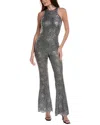 Michael Kors Collection Lace Flare Silk-blend Jumpsuit In Gray