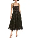 Michael Kors Collection Lace Silk-blend Flare Dress In Black