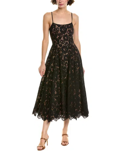 Michael Kors Collection Lace Silk-blend Flare Dress In Black