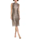 Michael Kors Collection Lace Silk-blend Sheath Dress In Brown