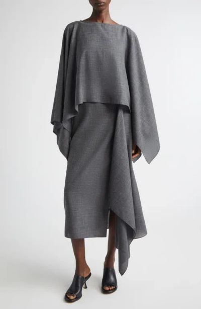 Michael Kors Collection Layered Wool, Silk & Linen Caftan Dress In Gray