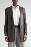 Michael Kors Collection Leather Boyfreind Blazer In Brown