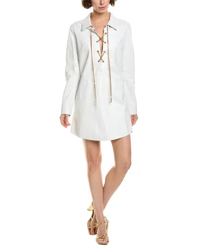 Michael Kors Collection Leather Lace-up Dress In White