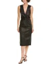 Michael Kors Collection Leather Sheath Dress In Black