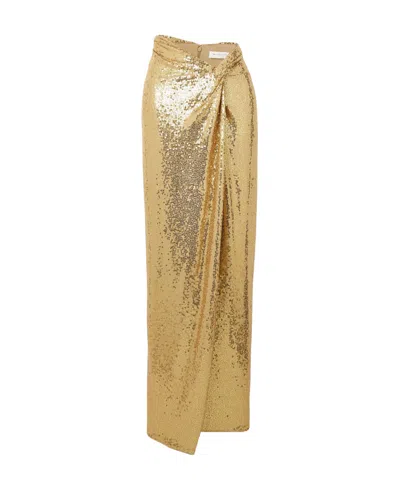 Michael Kors Collection Logo Skirt In Gold