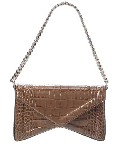 Michael Kors Collection Manhattan Medium Croc-embossed Leather Shoulder Bag In Brown