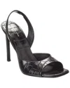 Michael Kors Collection Marisa Croc-embossed Leather Slingback Sandal In Black