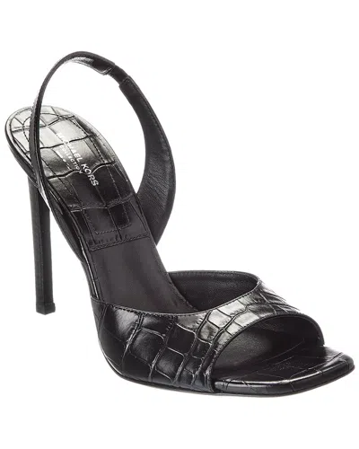 Michael Kors Collection Marisa Croc-embossed Leather Slingback Sandal In Black